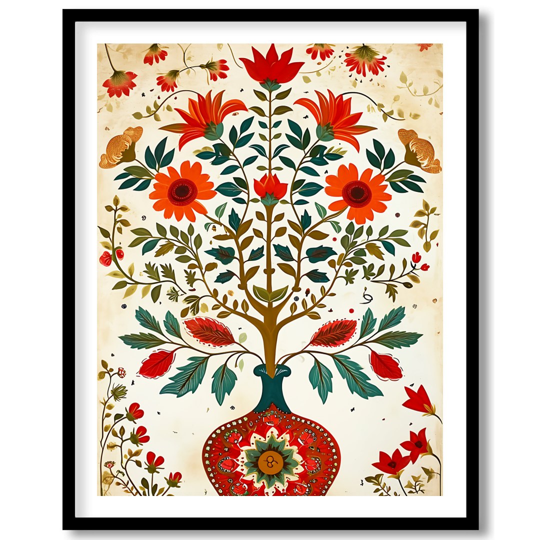 This exquisite artwork captures the beauty of nature with a vibrant array of flowers blossoming for decor