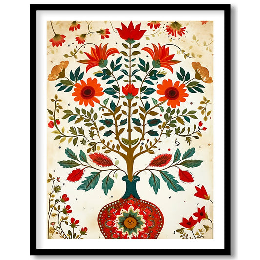 This exquisite artwork captures the beauty of nature with a vibrant array of flowers blossoming for decor