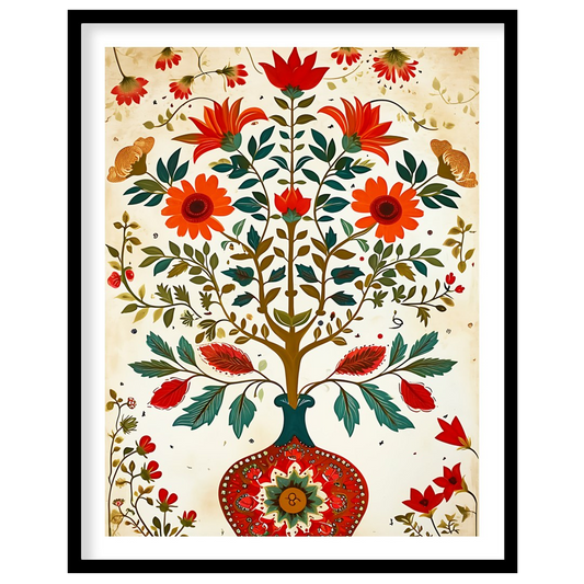 This exquisite artwork captures the beauty of nature with a vibrant array of flowers blossoming for decor