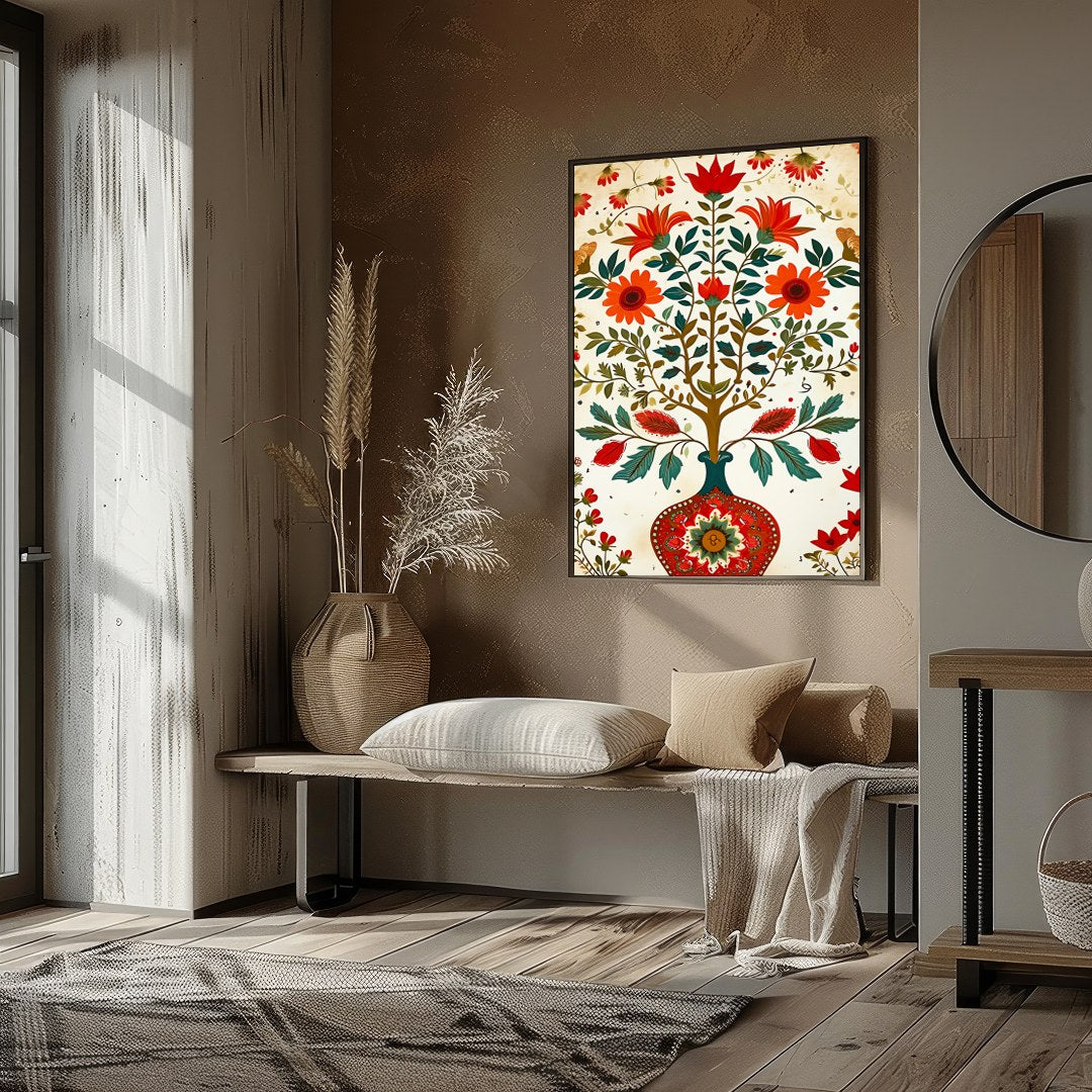 This exquisite artwork captures the beauty of nature with a vibrant array of flowers blossoming for gallery