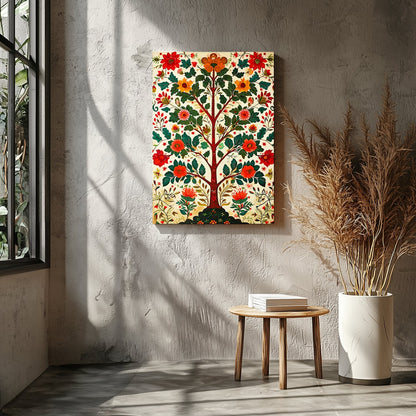 This exquisite artwork portrays a radiant tree of life adorned with lush floral patterns. The for Entrance