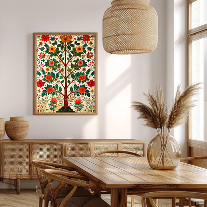 This exquisite artwork portrays a radiant tree of life adorned with lush floral patterns. The for Extra Kitchen