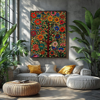 Celebrate nature's vitality with this exquisite floral artwork, featuring a lush tree adorned with for Balcony