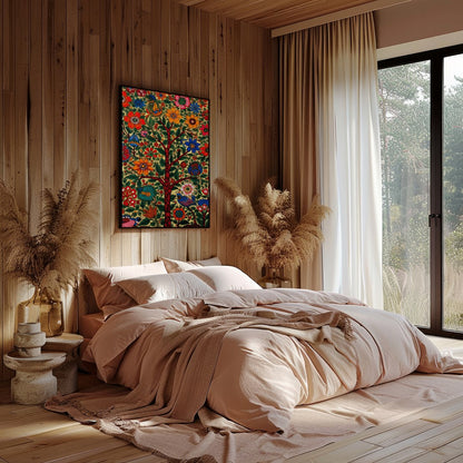 Celebrate nature's vitality with this exquisite floral artwork, featuring a lush tree adorned with for Bedroom