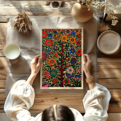 Celebrate nature's vitality with this exquisite floral artwork, featuring a lush tree adorned with for decor