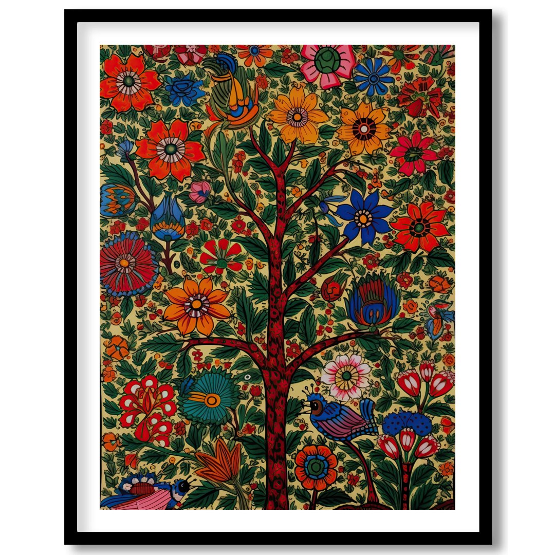 Celebrate nature's vitality with this exquisite floral artwork, featuring a lush tree adorned with for interior