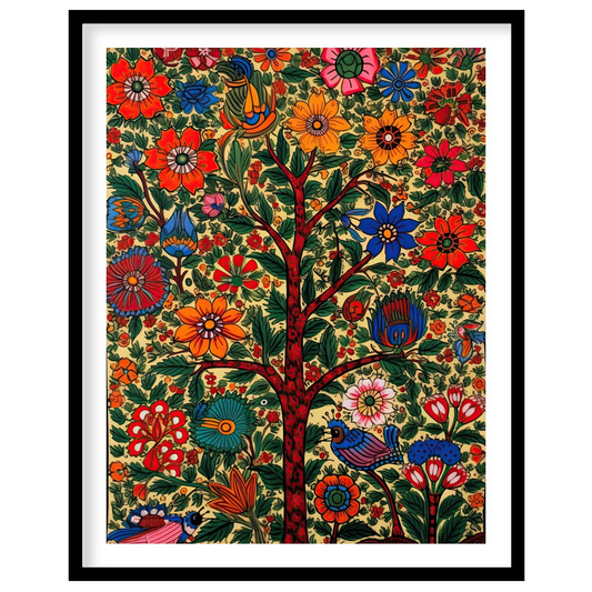 Celebrate nature's vitality with this exquisite floral artwork, featuring a lush tree adorned with for interior