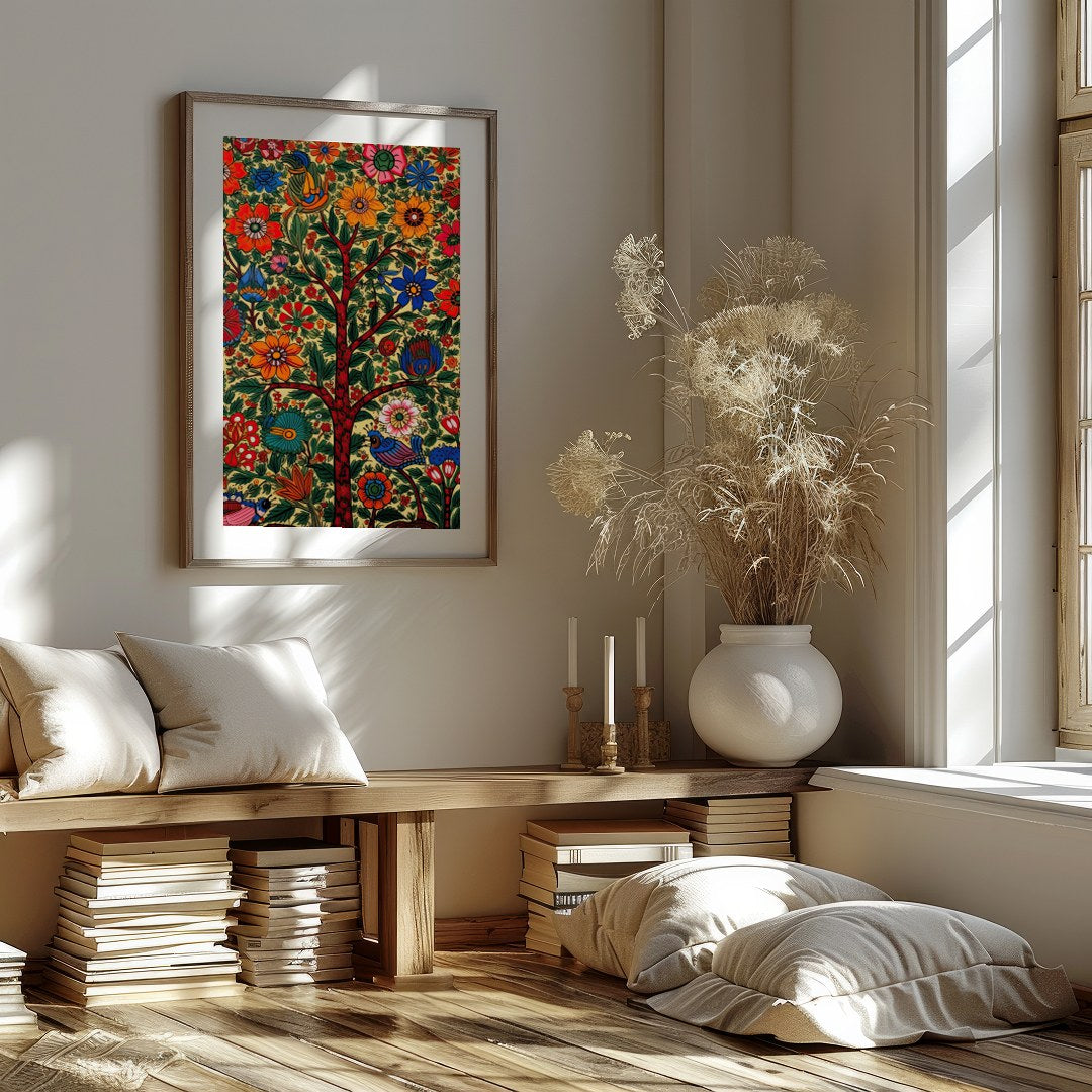 Celebrate nature's vitality with this exquisite floral artwork, featuring a lush tree adorned with for kitchen