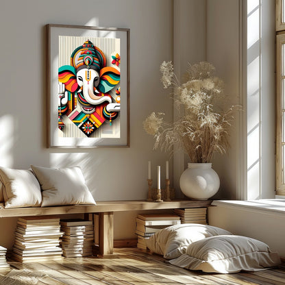 Infuse your space with color and spirituality with this captivating Ganesh abstract artwork. The for dwelling