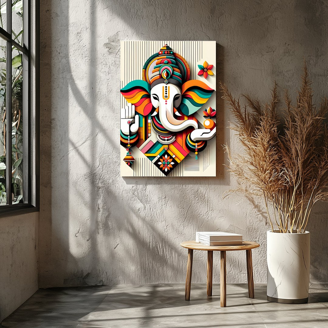 Infuse your space with color and spirituality with this captivating Ganesh abstract artwork. The for Entrance