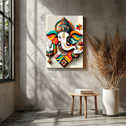 Infuse your space with color and spirituality with this captivating Ganesh abstract artwork. The for Entrance