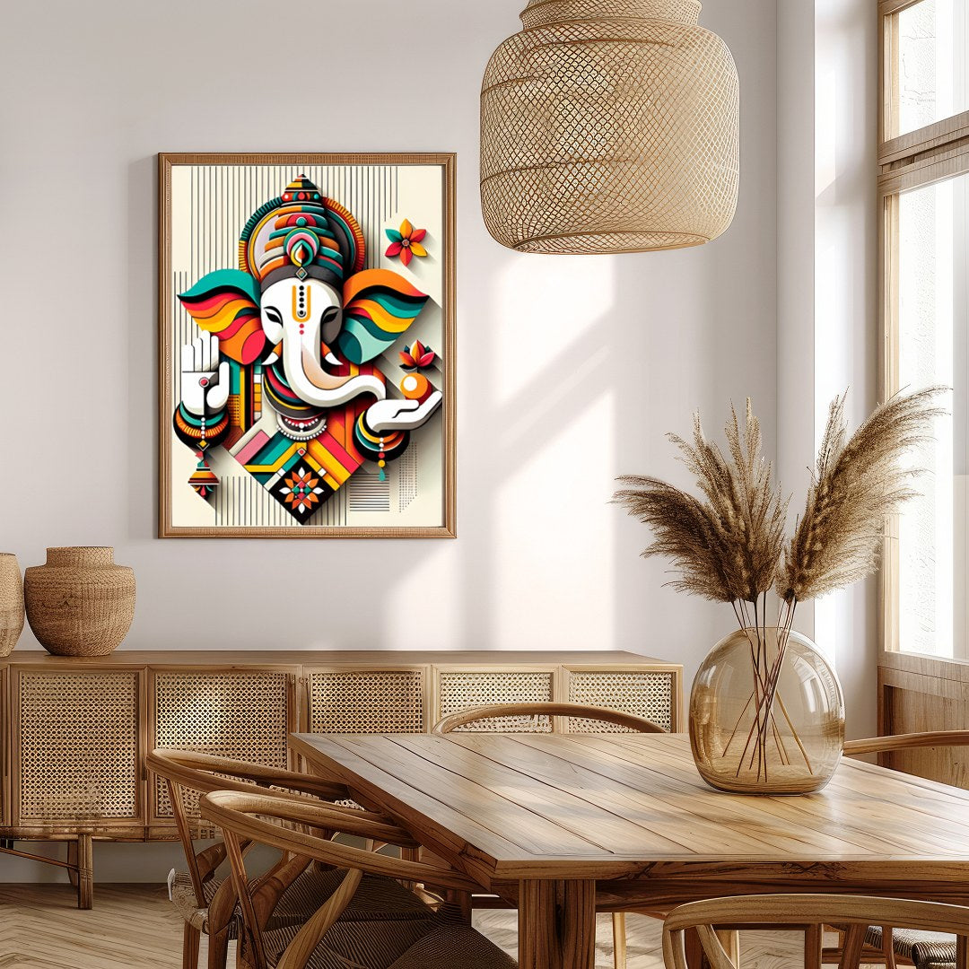Infuse your space with color and spirituality with this captivating Ganesh abstract artwork. The for Extra Kitchen