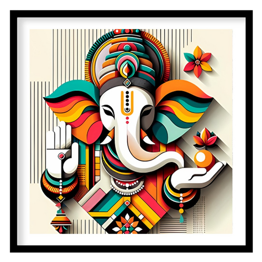 Infuse your space with color and spirituality with this captivating Ganesh abstract artwork. The for gallery