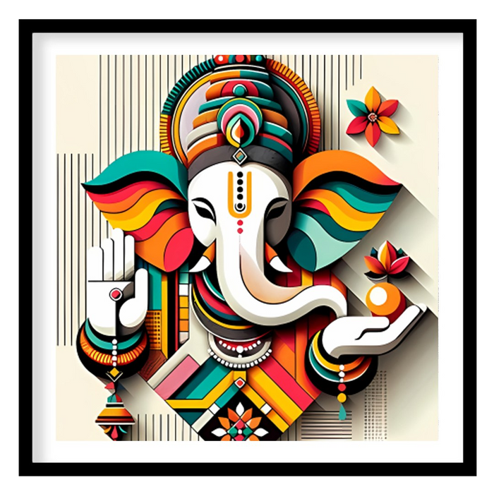 Vibrant Ganesh Abstract Wall Art