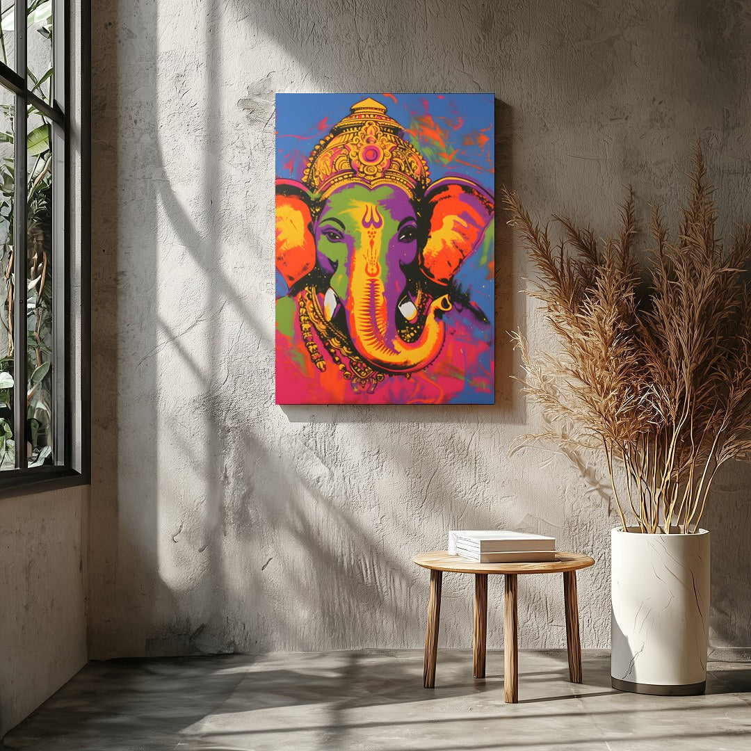 This stunning artwork captures the essence of Ganesha in a vibrant palette of colors. The intricate for Entrance