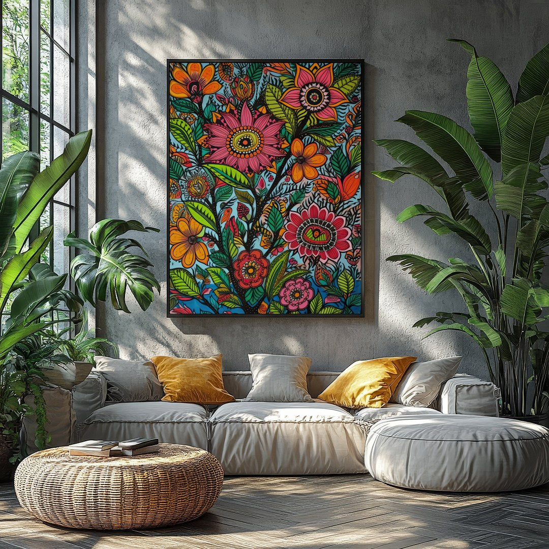 Infuse your space with the lively and intricate design of 'Vibrant Garden Blooms.' This stunning for Balcony