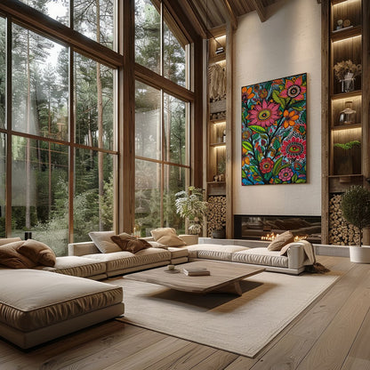 Infuse your space with the lively and intricate design of 'Vibrant Garden Blooms.' This stunning for Living Room
