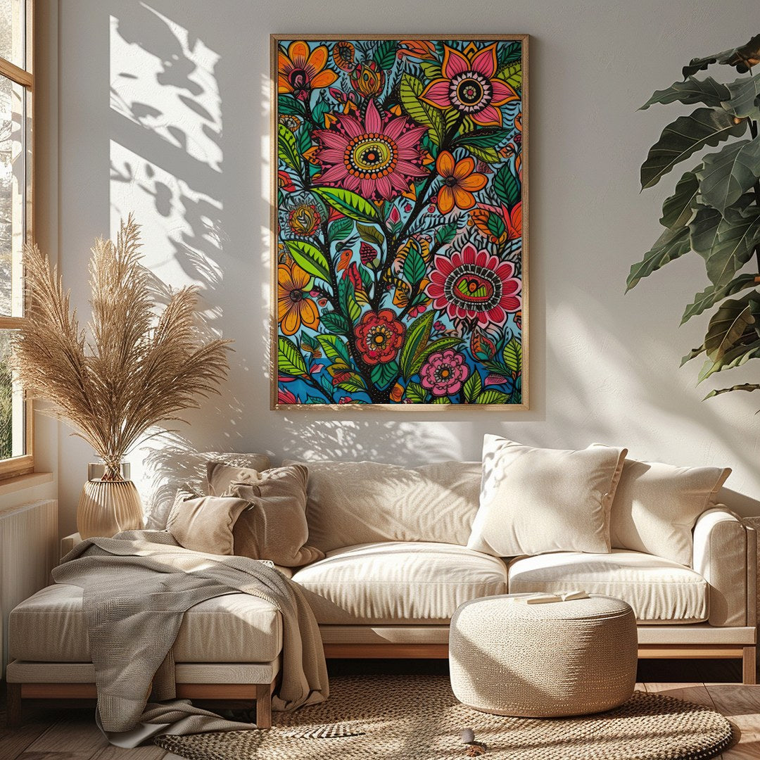 Infuse your space with the lively and intricate design of 'Vibrant Garden Blooms.' This stunning for Sitting Area