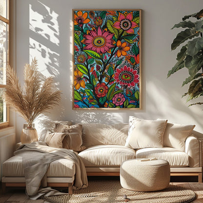 Infuse your space with the lively and intricate design of 'Vibrant Garden Blooms.' This stunning for Sitting Area