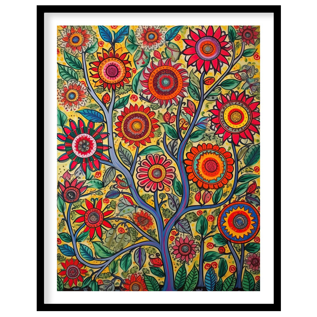 Immerse yourself in the lively dynamism of 'Vibrant Garden Blossom.' This stunning piece captures a for bedroom