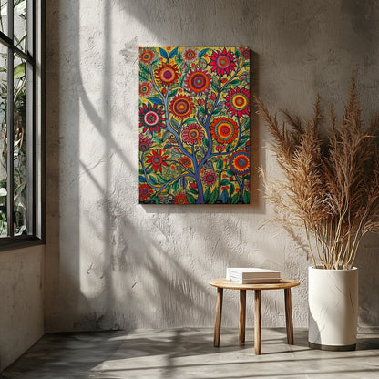 Immerse yourself in the lively dynamism of 'Vibrant Garden Blossom.' This stunning piece captures a for Entrance