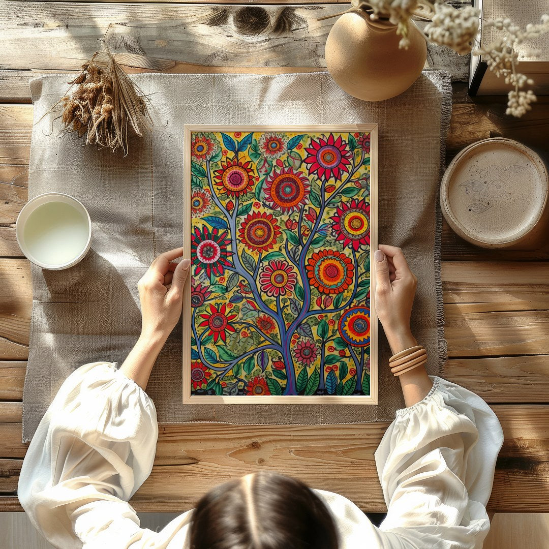 Immerse yourself in the lively dynamism of 'Vibrant Garden Blossom.' This stunning piece captures a for Kitchen