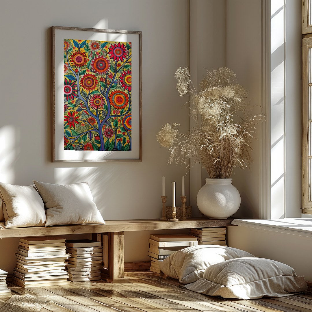 Immerse yourself in the lively dynamism of 'Vibrant Garden Blossom.' This stunning piece captures a for studio