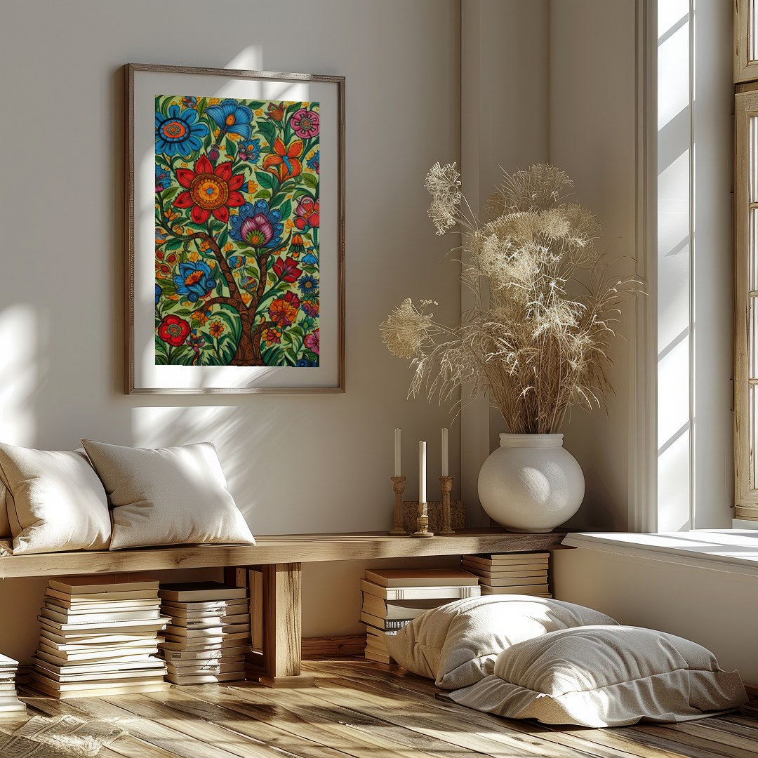 Immerse yourself in a captivating garden of vibrant hues with this exquisite artwork. A rich for abode