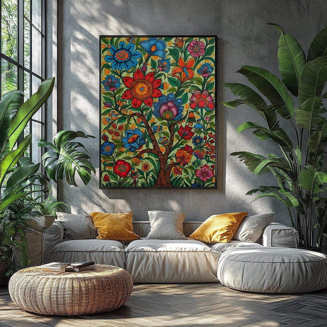 Immerse yourself in a captivating garden of vibrant hues with this exquisite artwork. A rich for Balcony