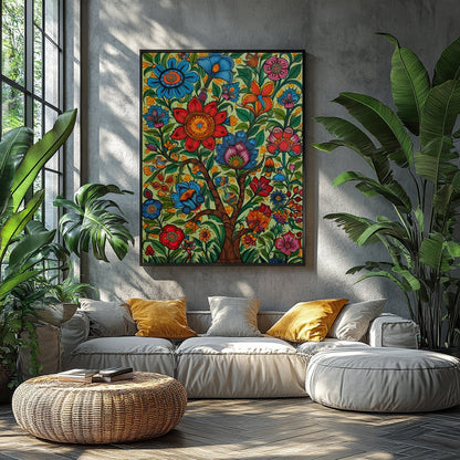 Immerse yourself in a captivating garden of vibrant hues with this exquisite artwork. A rich for Balcony