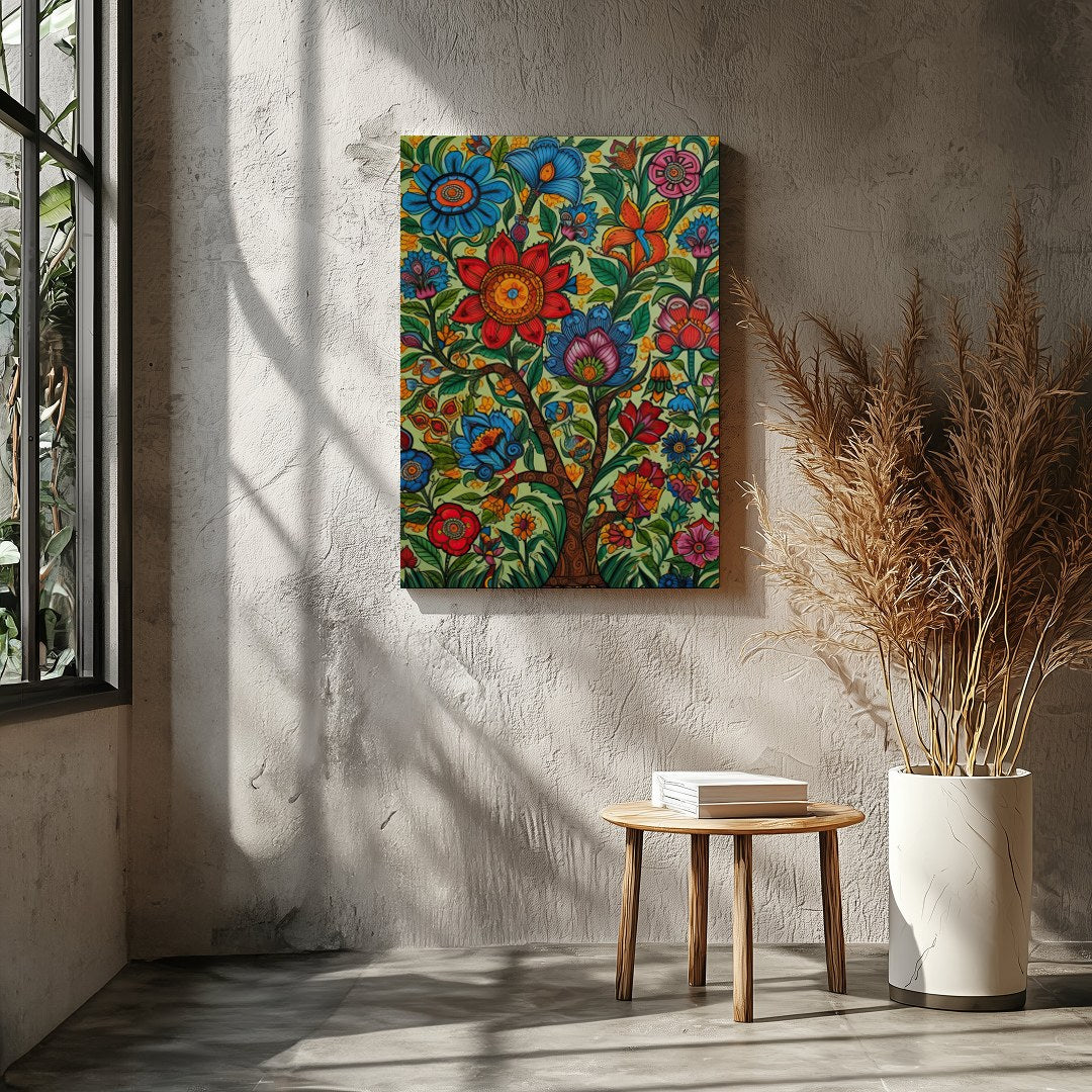 Immerse yourself in a captivating garden of vibrant hues with this exquisite artwork. A rich for Entrance