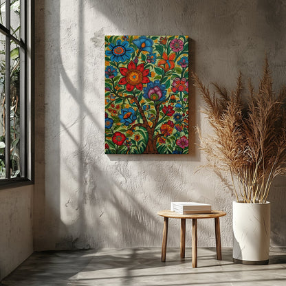 Immerse yourself in a captivating garden of vibrant hues with this exquisite artwork. A rich for Entrance