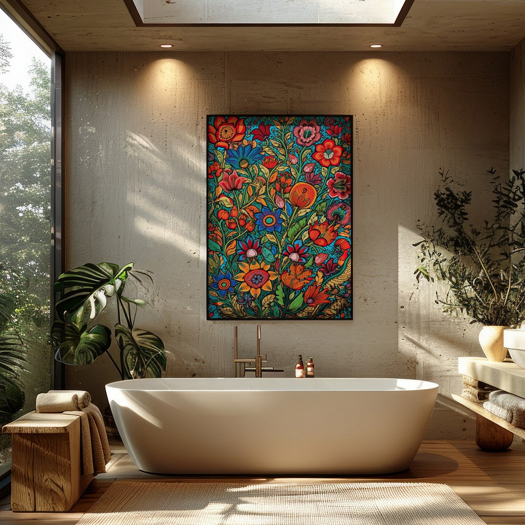 Transform your space with 'Vibrant Garden Symphony,' a stunning celebration of nature's beauty. for Bathroom