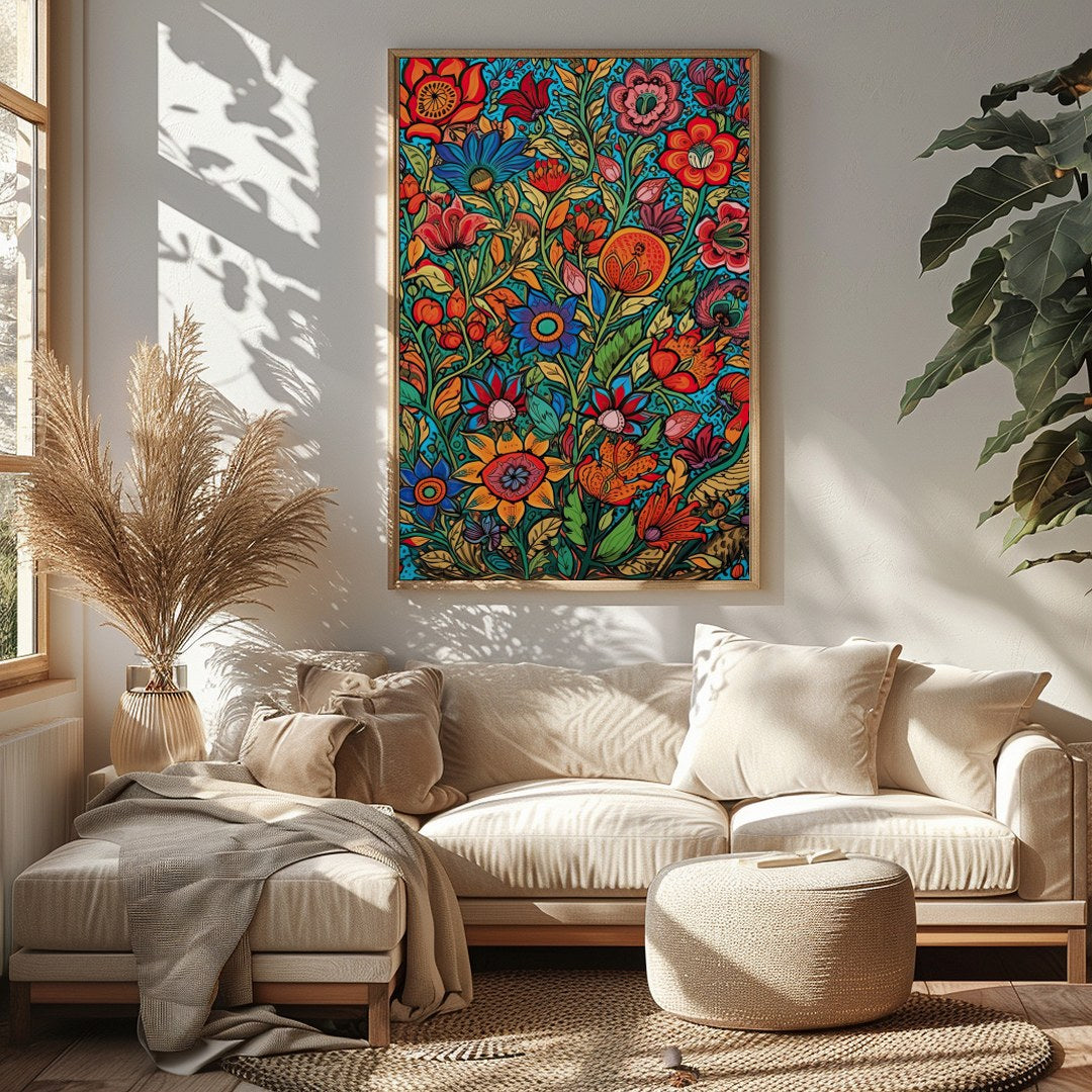 Transform your space with 'Vibrant Garden Symphony,' a stunning celebration of nature's beauty. for Sitting Area