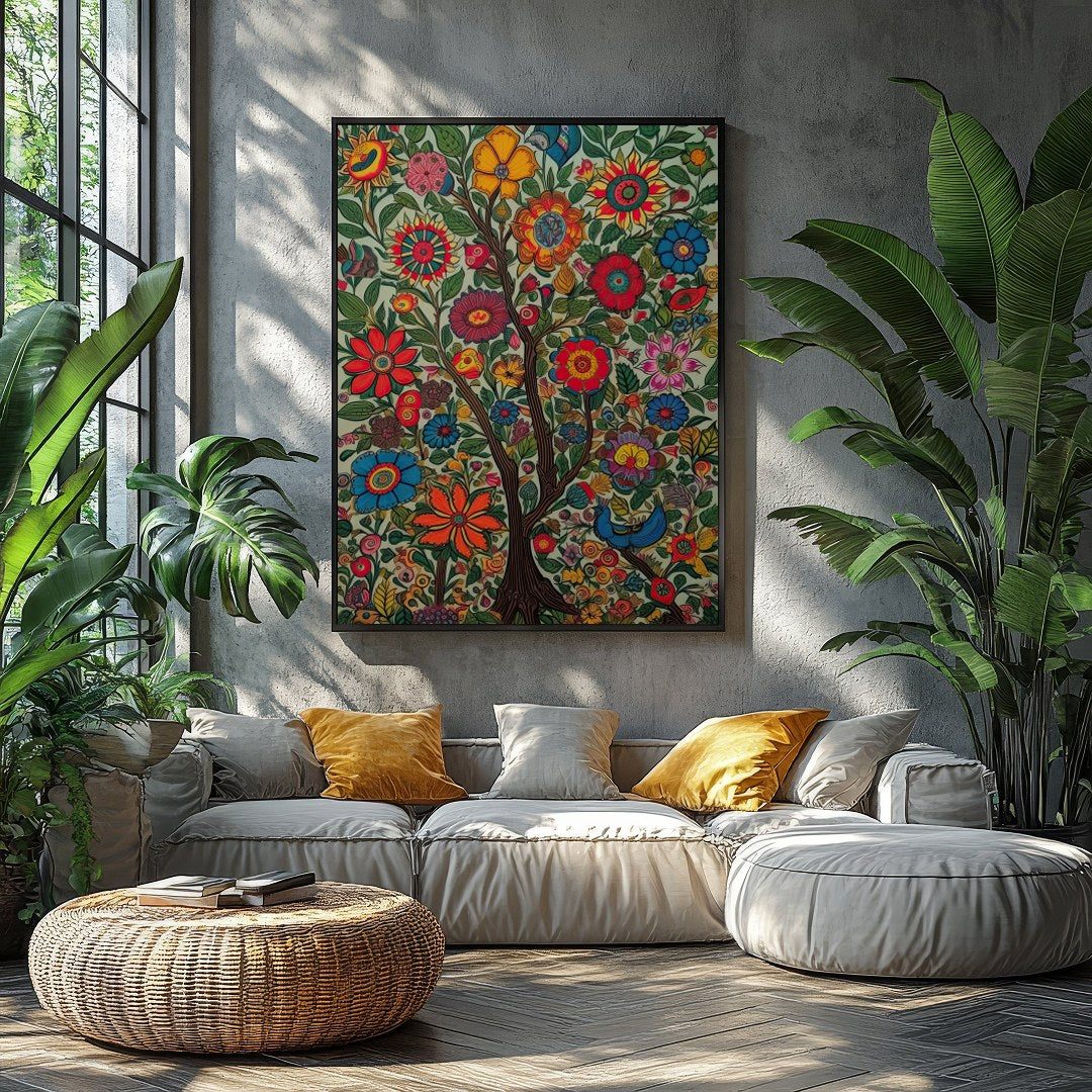 This breathtaking wall art captures the essence of a vibrant garden in full bloom, where intricate for Balcony