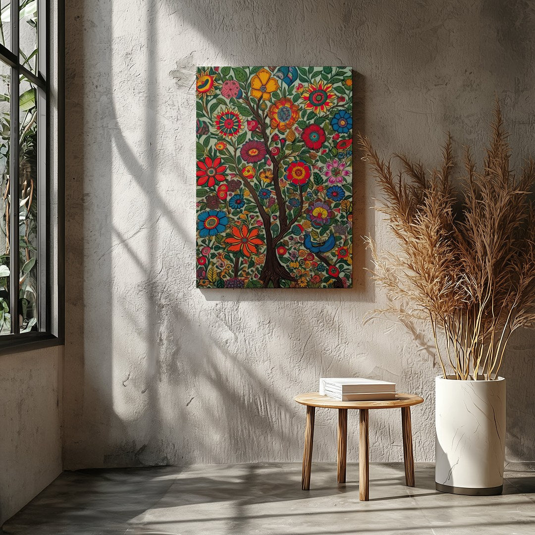 This breathtaking wall art captures the essence of a vibrant garden in full bloom, where intricate for Entrance