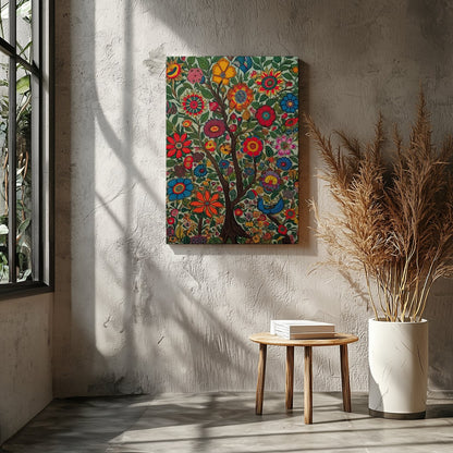 This breathtaking wall art captures the essence of a vibrant garden in full bloom, where intricate for Entrance