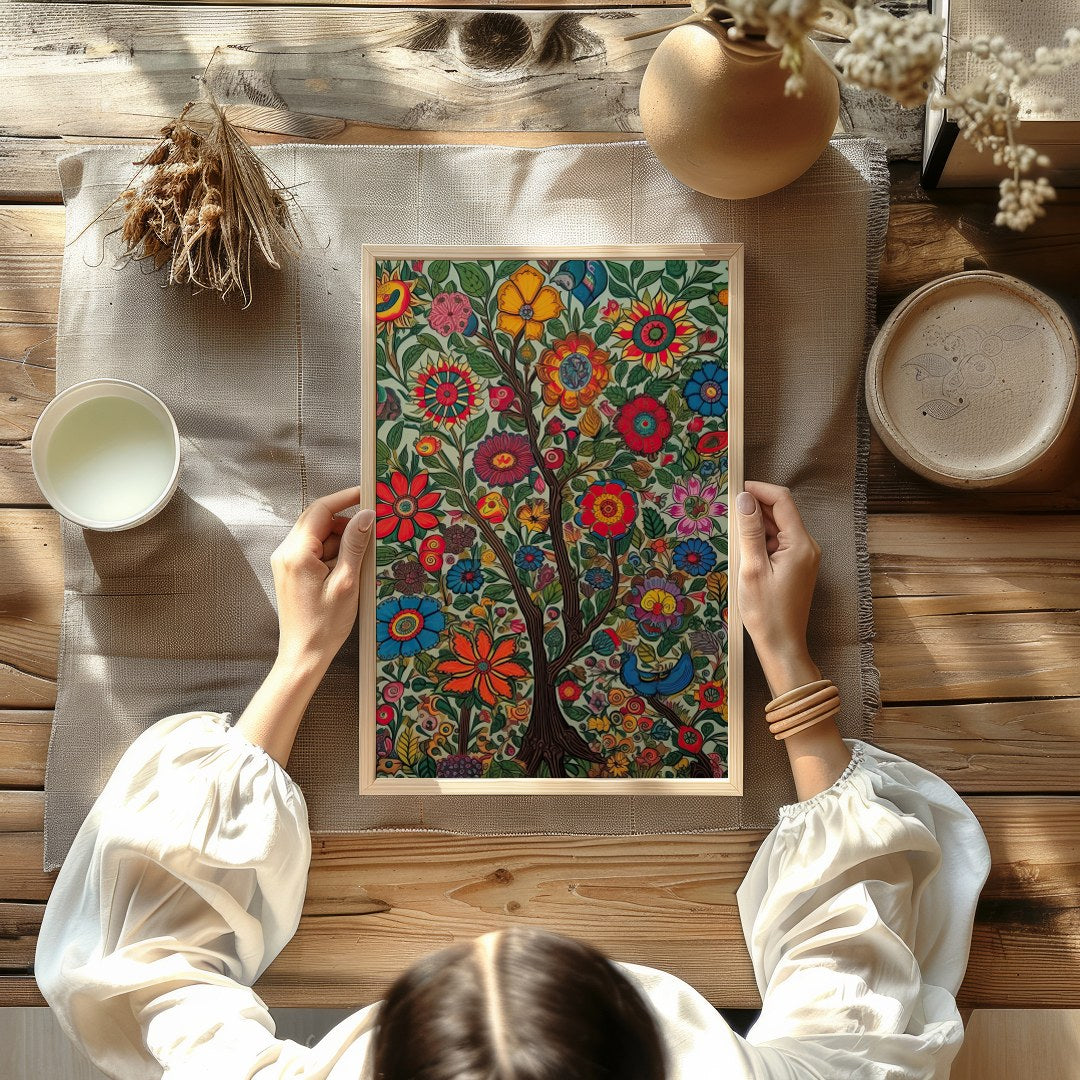 This breathtaking wall art captures the essence of a vibrant garden in full bloom, where intricate for Kitchen