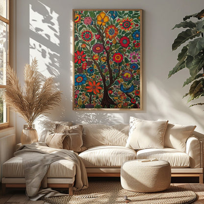 This breathtaking wall art captures the essence of a vibrant garden in full bloom, where intricate for Sitting Area
