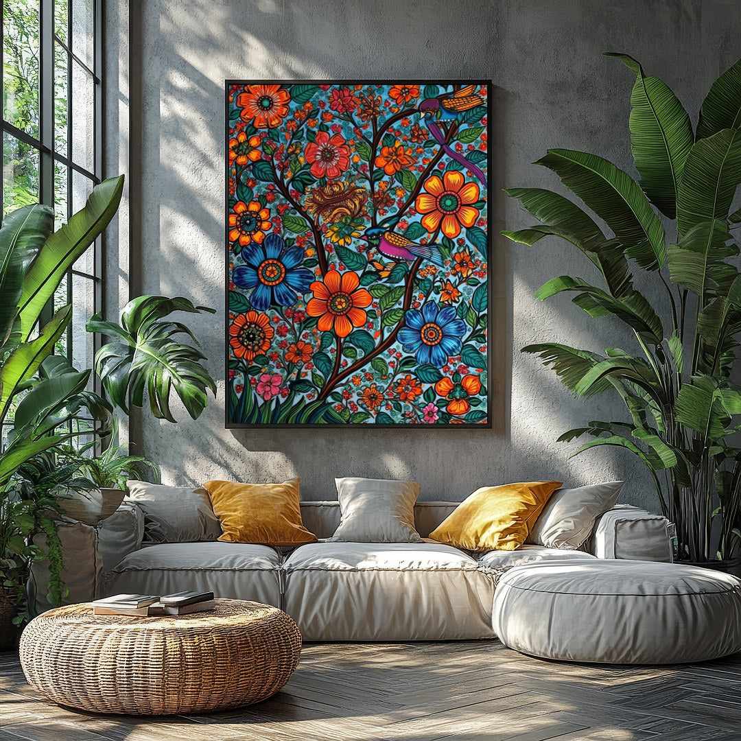 Immerse yourself in the vivid allure of 'Vibrant Garden Symphony,' a masterpiece that brings nature for Balcony