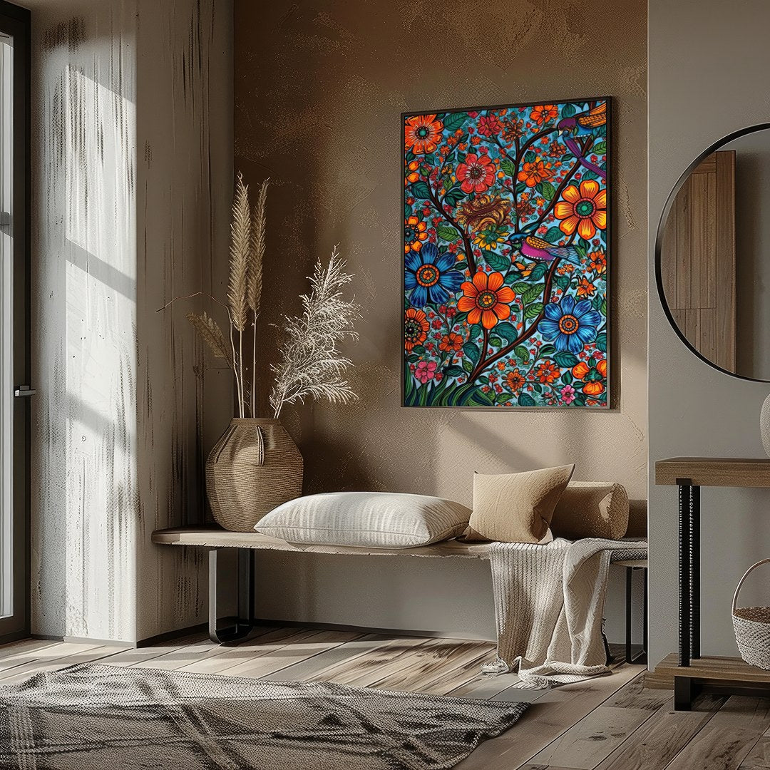 Immerse yourself in the vivid allure of 'Vibrant Garden Symphony,' a masterpiece that brings nature for kitchen