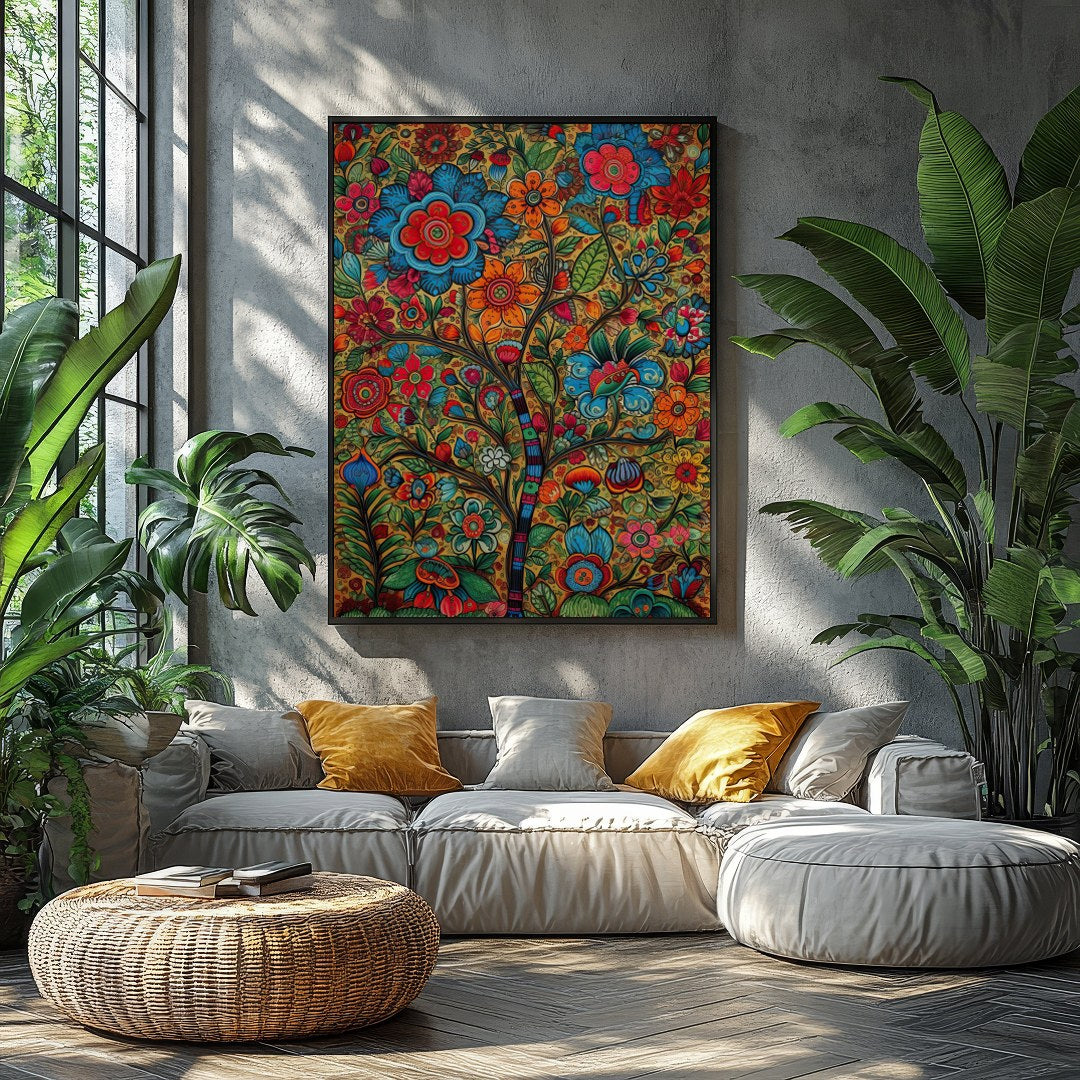 Experience the vivid charm of a whimsical garden brought to life in intricate detail. This artwork for Balcony