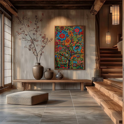 Experience the vivid charm of a whimsical garden brought to life in intricate detail. This artwork for Hall