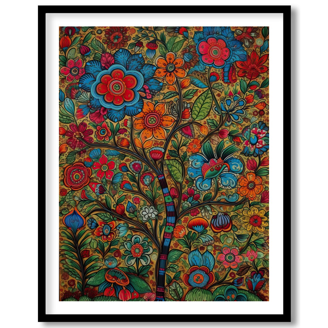 Experience the vivid charm of a whimsical garden brought to life in intricate detail. This artwork for hallway