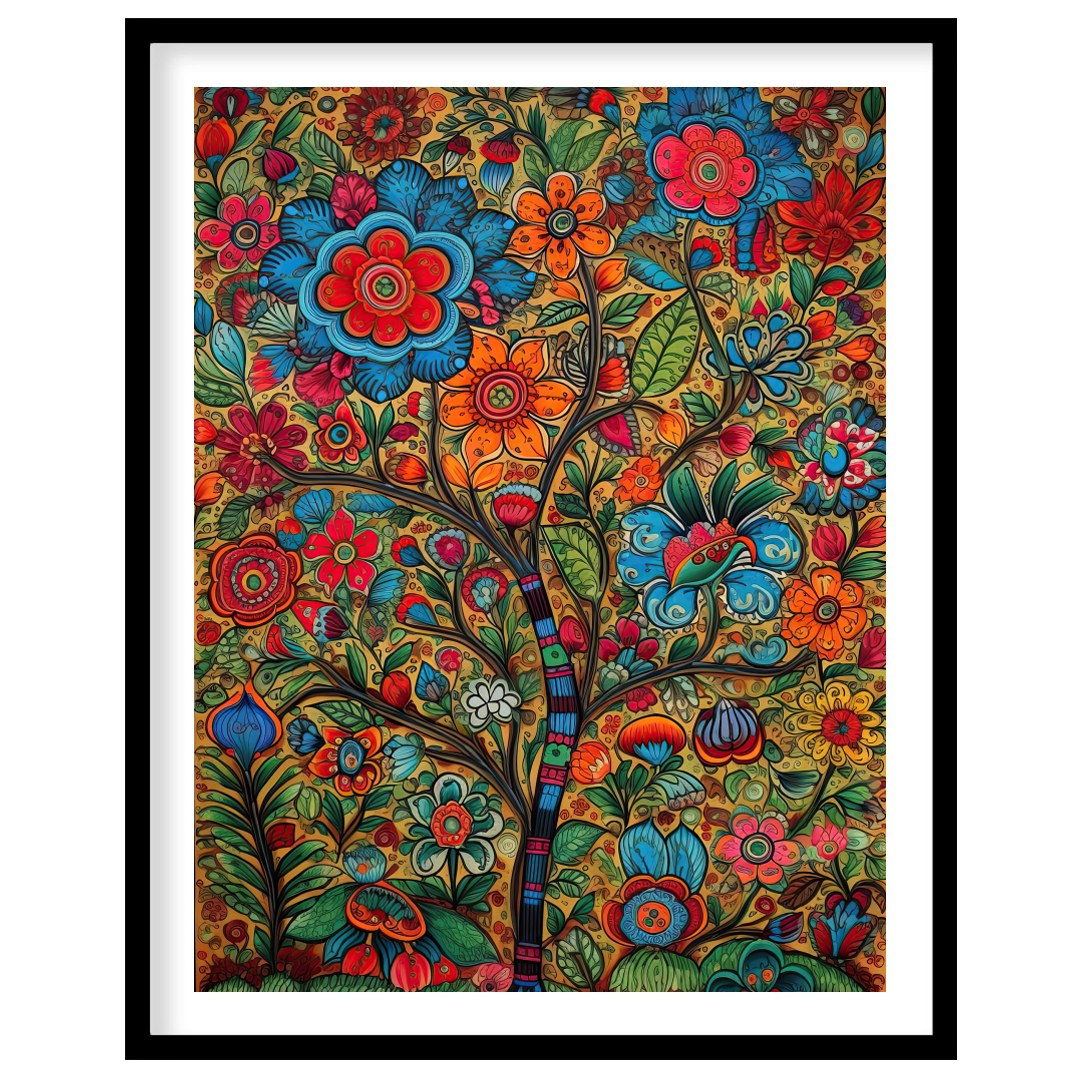 Experience the vivid charm of a whimsical garden brought to life in intricate detail. This artwork for hallway