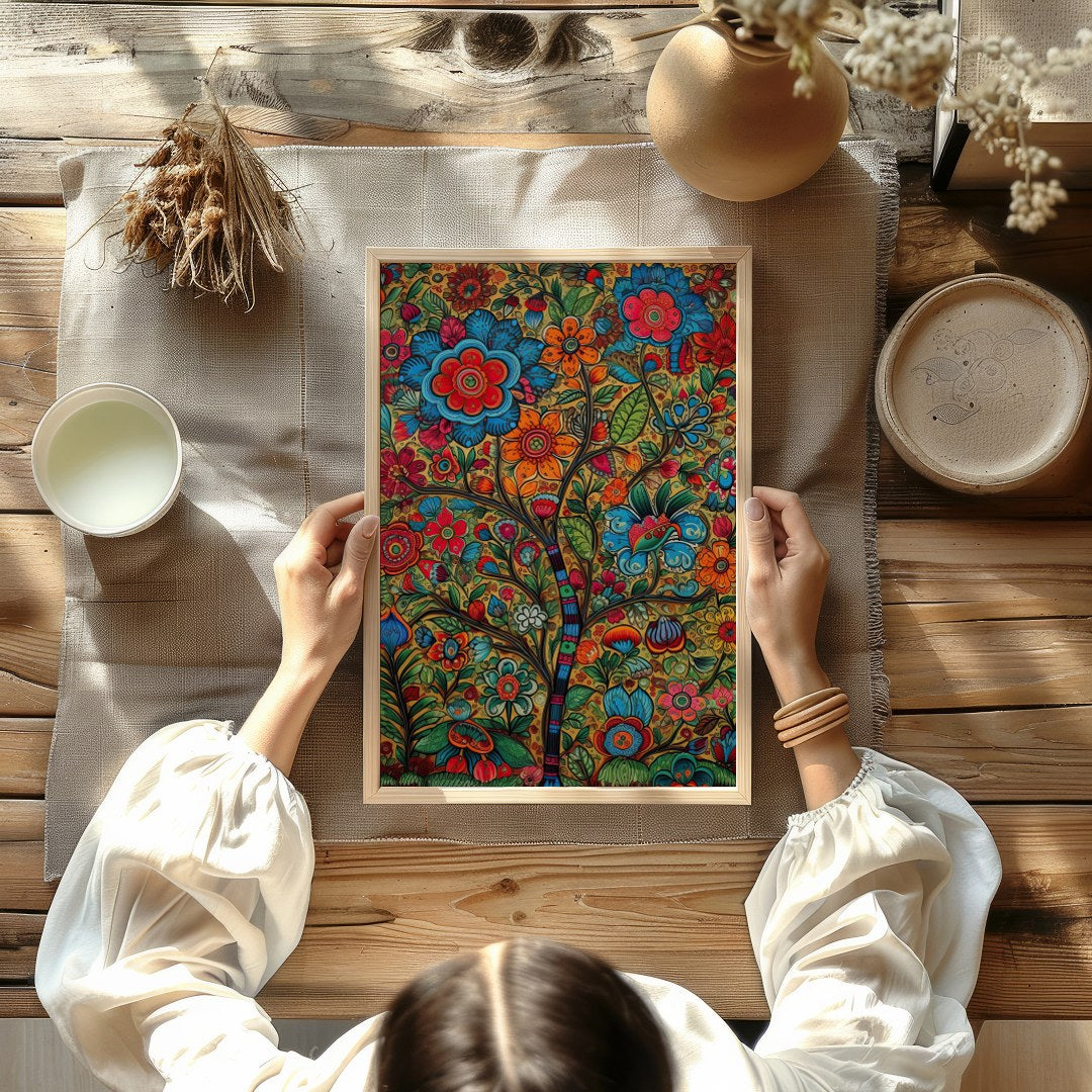 Experience the vivid charm of a whimsical garden brought to life in intricate detail. This artwork for Kitchen