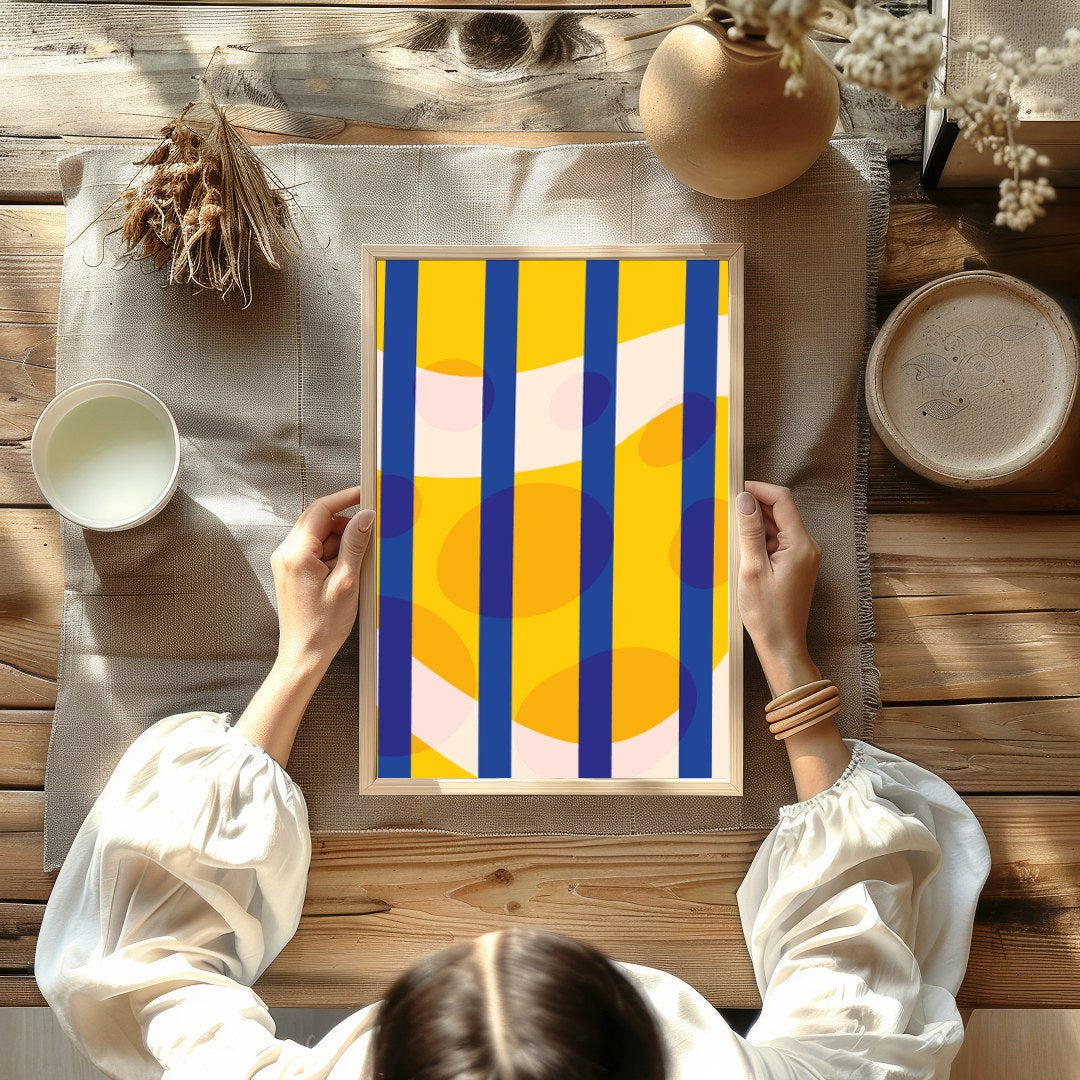 Immerse yourself in a vibrant geometric symphony that captivates with its bold colors and dynamic for Kitchen
