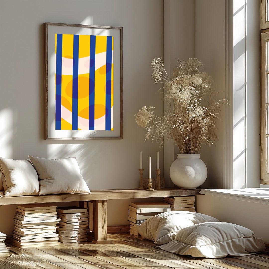 Immerse yourself in a vibrant geometric symphony that captivates with its bold colors and dynamic for sweet-home