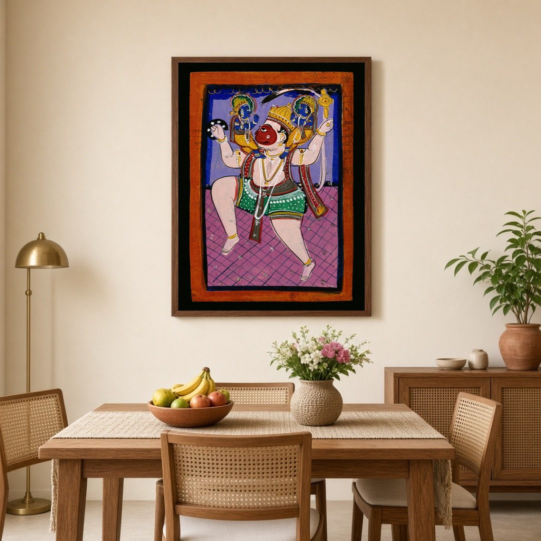 Immerse yourself in the divine expression of strength and devotion with this captivating Indian for Dining