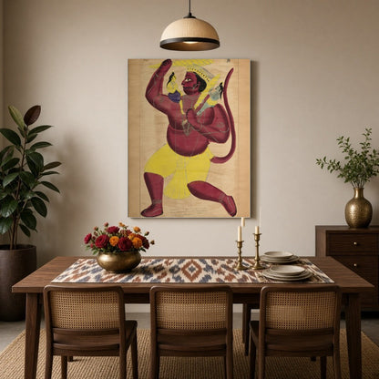Immerse yourself in the vibrant world of Indian spirituality with this stunning Kalighat painting for Dining